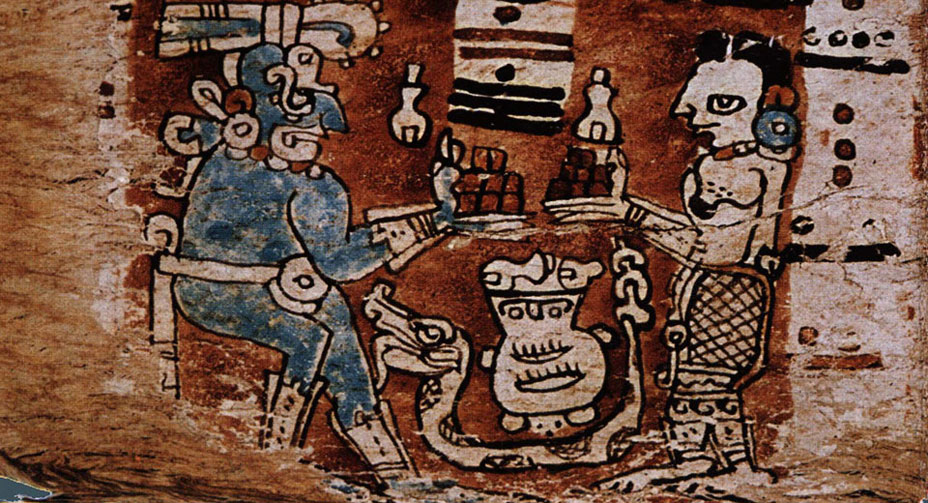 Maya Deities Exchange Chocolate